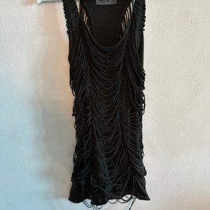 All Saints Cut Fringe Tshirt Dress